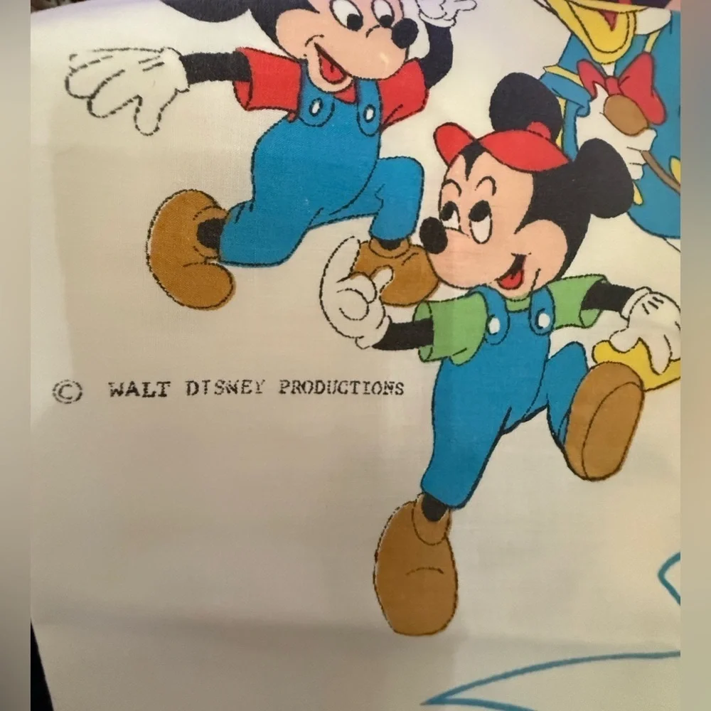 Vintage Mickey Mouse pillowcase. Circa 1970.